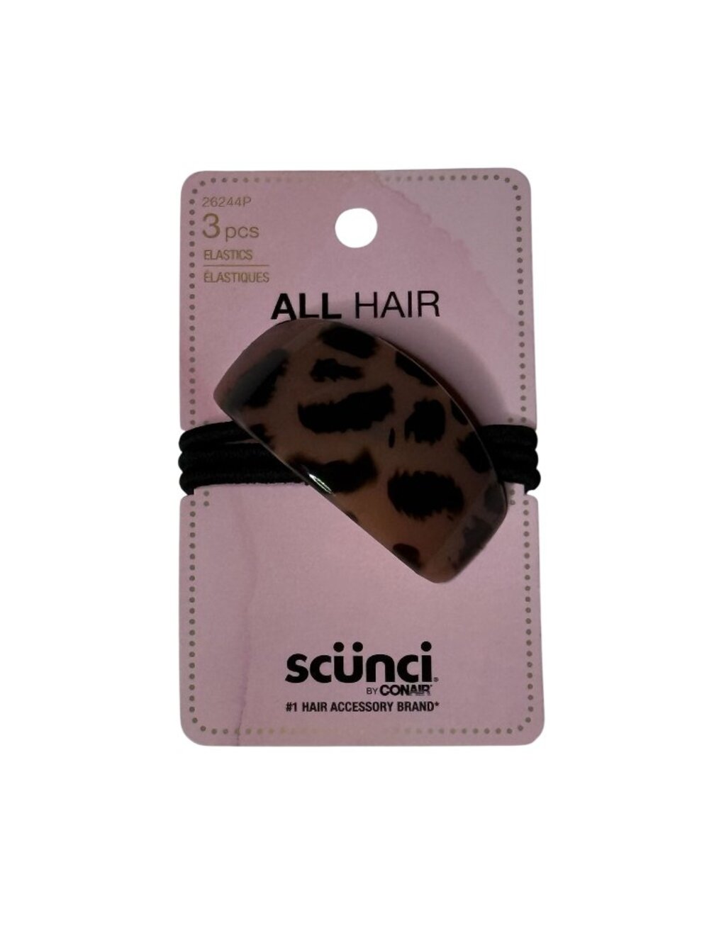 Scunci Leopard Barrette Hair Ties Set Ponytail Holders 3pc